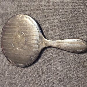 Vintage Hand Held Mirror Silver Plate